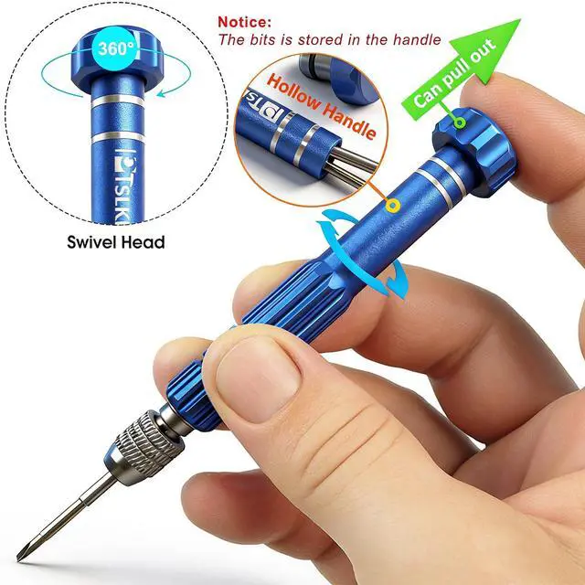 Alt view image 4 of 6 - Eye Glass Repairing Kit, S2 Steel Screwdriver with 15 Types of Screws, Precision Eyeglass Repair Tool Set (Blue 2in1-screws)
