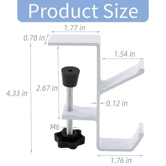 Alt view image 3 of 7 - Desk Mount Bag Holder Hook Clamp-On Backpack Hanger Portable Desk Mount Headphones Holder Reduce Desk Clutter for Table Desk, Under Counter (White)