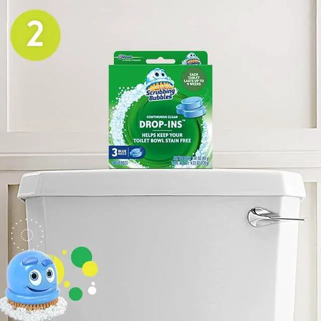 Alt view image 5 of 5 - Continuous Clean Toilet Drop-Ins, Automatic Blue Toilet Bowl Cleaner, Septic-Safe Tank Tablets Remove Hard Water Minerals & Limescale, Stain & Smell Protection, 3 Count (Pack of 2)