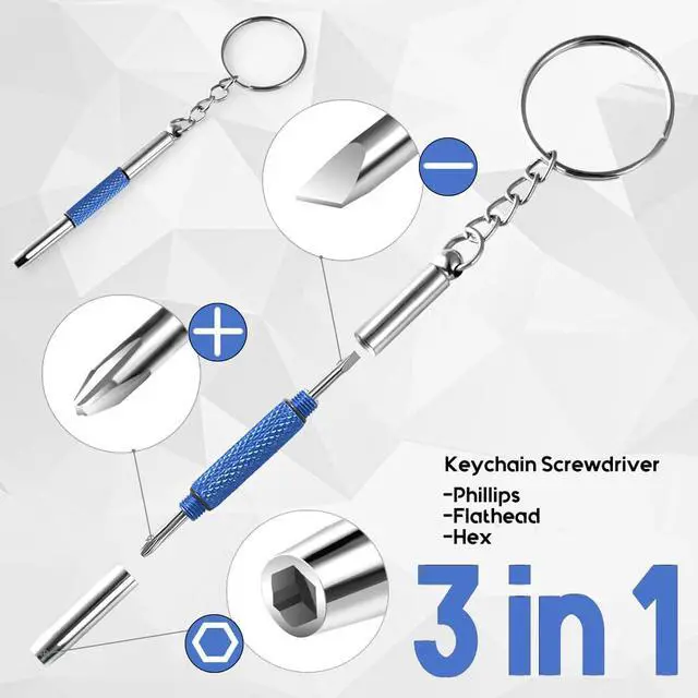 Alt view image 2 of 6 - Eyeglass Keychain Screwdriver Repair Kit,MINGFIX 3 in 1 Eye Glasses Tightening Tools Set with Small Phillips,Flathead,Nut Driver Bit for Sunglasses,Eyeglasses and Others