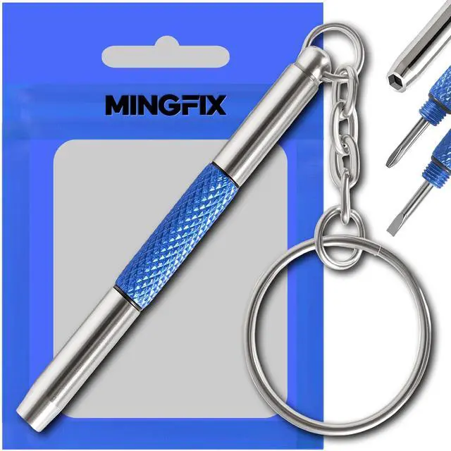 Main image of Eyeglass Keychain Screwdriver Repair Kit,MINGFIX 3 in 1 Eye Glasses Tightening Tools Set with Small Phillips,Flathead,Nut Driver Bit for Sunglasses,Eyeglasses and Others