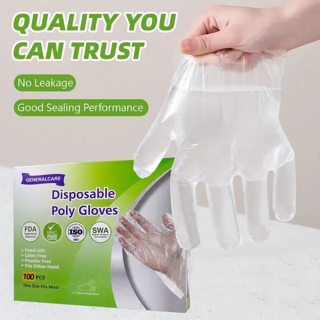 Alt view image 6 of 6 - 200 PCS Disposable Plastic Gloves, Food Grade Clear Gloves for Cooking, Food Handling, Cleaning & Kitchen Use - Textured Grip, One Size Fits All