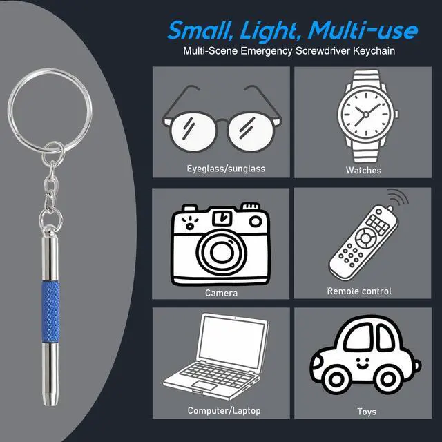 Alt view image 5 of 6 - Eyeglass Keychain Screwdriver Repair Kit,MINGFIX 3 in 1 Eye Glasses Tightening Tools Set with Small Phillips,Flathead,Nut Driver Bit for Sunglasses,Eyeglasses and Others