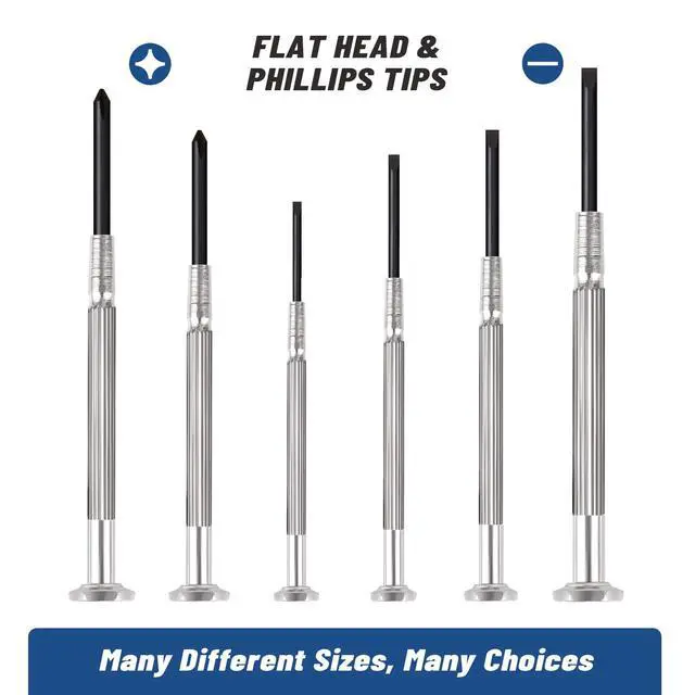 Alt view image 2 of 7 - 6PCS Mini Precision Screwdriver Set, XAQISHIRE Small Screwdriver Kit with 6 Different Size Flathead and Phillips Screwdrivers, Ideal For Watch, Jewelers, Eyeglass, Toys, Computer, Electronic Repairs