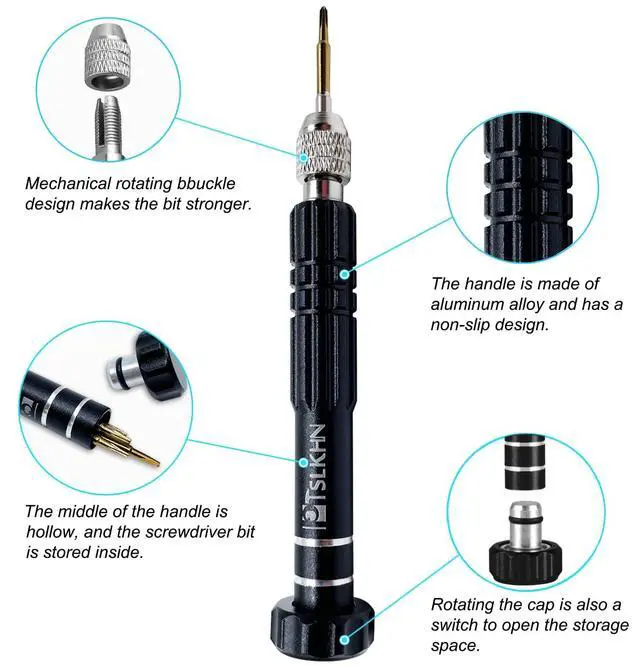 Alt view image 3 of 7 - Eyeglass Repair Kit, 5-in-1 Multifunctional Small Screwdriver, S2 Steel Eyeglass Screwdriver Kit for Eyeglass, Sunglasses, Electronics, Cellphone, Jewelry and More (Black 5in1)