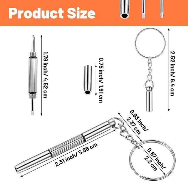 Alt view image 3 of 7 - Eyeglass Screwdriver Repair Kit Precision 3 in 1 Mini Screwdrivers Set, 10 PCS Stainless Steel Mini Portable Screwdrivers for Glasses, Keychain Design for Watch, Jewelry, Flat Head, Phillips, Hex