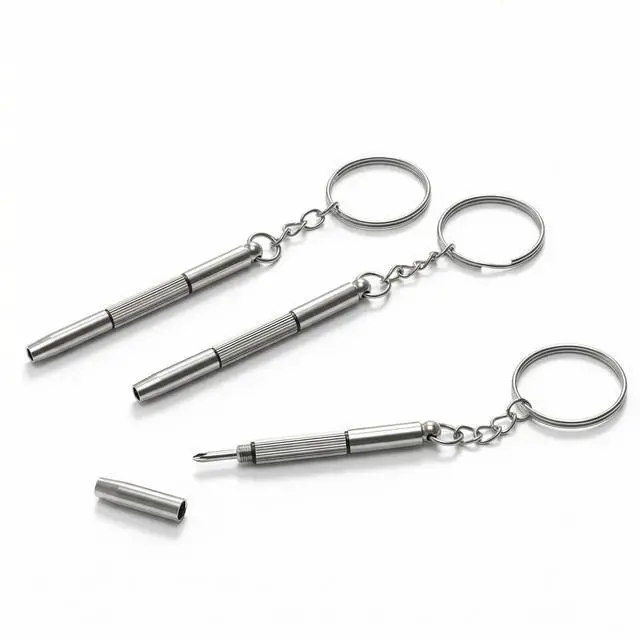 Alt view image 2 of 7 - Eyeglass Screwdriver Repair Kit Precision 3 in 1 Mini Screwdrivers Set, 10 PCS Stainless Steel Mini Portable Screwdrivers for Glasses, Keychain Design for Watch, Jewelry, Flat Head, Phillips, Hex