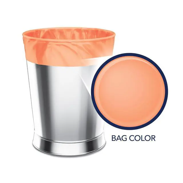 Alt view image 3 of 6 - Small Trash Bags - 4 Gallon, 60 Bags (1 Pack of 60 Count), Twist Tie - Peach Fuzz in Peach Vanilla Flower Scent with Microban