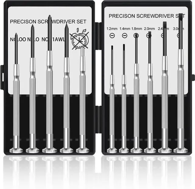 Main image of 11Pcs Small Screwdriver Set, Mini Screwdriver Set, Eyeglass Repair Screwdriver with 11 Different Size Flathead and Philips Screwdrivers, Ideal for Watch, Jewelers