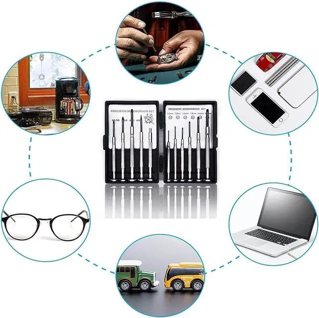 Alt view image 5 of 7 - 11Pcs Small Screwdriver Set, Mini Screwdriver Set, Eyeglass Repair Screwdriver with 11 Different Size Flathead and Philips Screwdrivers, Ideal for Watch, Jewelers