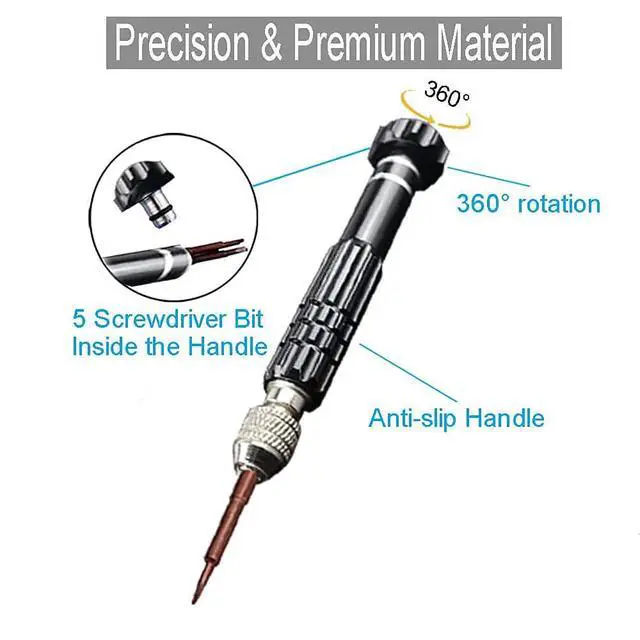 Alt view image 4 of 5 - Eyeglass Repair Kit5-in-1 Multifunctional Small Screwdriver(T6 Torx, T5, 1.5, -2.0, star0.8) & 3-in-1 Mini Keychain Screwdriver Kit for Cellphone, Glasses, Electronics, Watch, Laptop, Jewelry