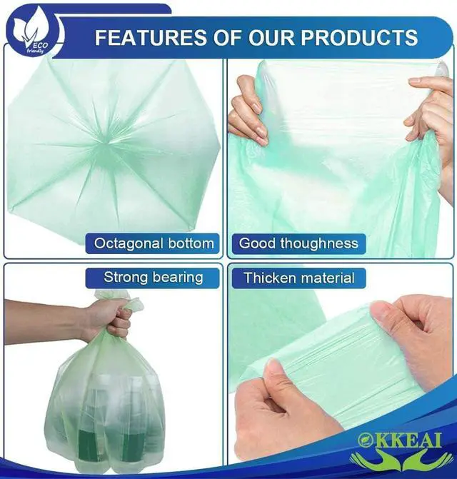 Alt view image 2 of 7 - 120 Counts Garbage Bags 3 Gallon/10 Liter- Smal Trash Bags for Bathroom Wastebasket Liners Kitchen,Office,Light Green Fit 10L 2,3,4Gal