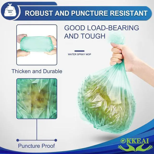 Alt view image 4 of 7 - 120 Counts Garbage Bags 3 Gallon/10 Liter- Smal Trash Bags for Bathroom Wastebasket Liners Kitchen,Office,Light Green Fit 10L 2,3,4Gal