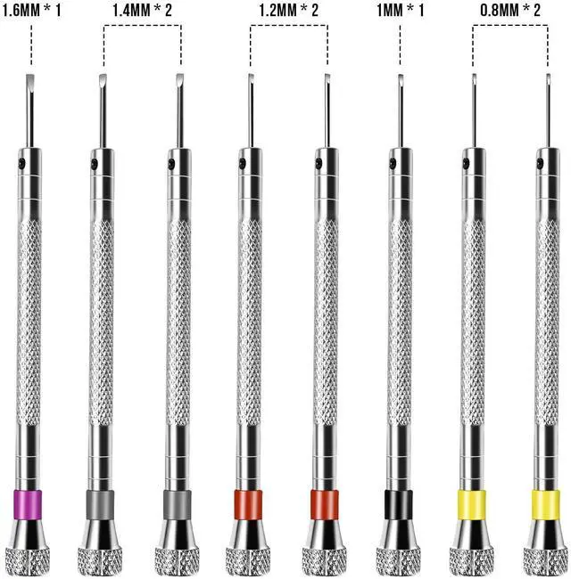 Alt view image 2 of 7 - 8 PCS Precision Jewelers Screwdriver Set, 0.8-1.6mm, Professional Watch Screwdriver Set, for Watch Eyeglasses Jewelry Wor