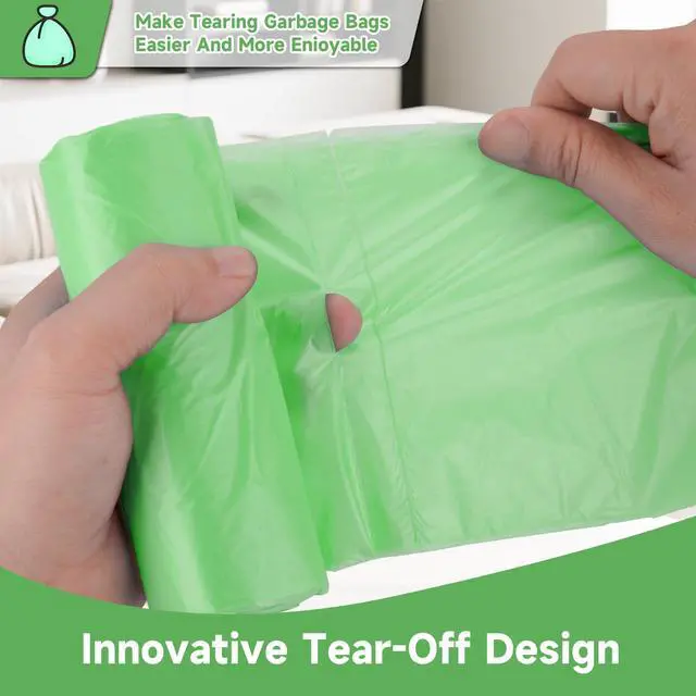 Alt view image 4 of 7 - Biodegradable Garbage Bags 1.6 Gallon - Unscented Small Waste Basket Liners Bulk Heavy Duty Tear Resistant Disposal Bags for Your Office, Bedroom, or Nursery heihaily (5 Roll, 100 Count)