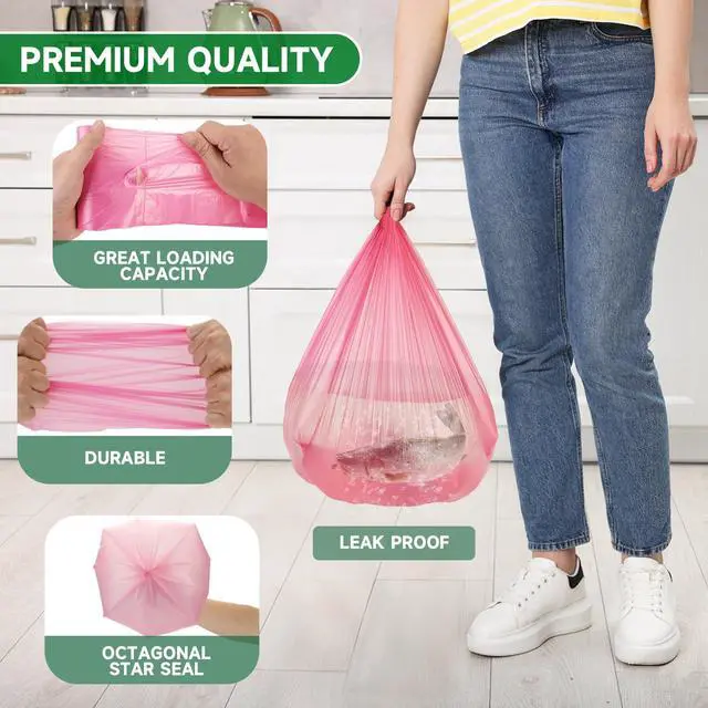 Alt view image 4 of 6 - 1.6 Gallon Small Trash Bags For Bathroom - Colorful Mini Garbage Bags Fit 1.3-1.5GalBiodegradable 100 Count 6 Liter Unscented Tiny Waste Basket Liners Kitchen Office Car Chenyucheng