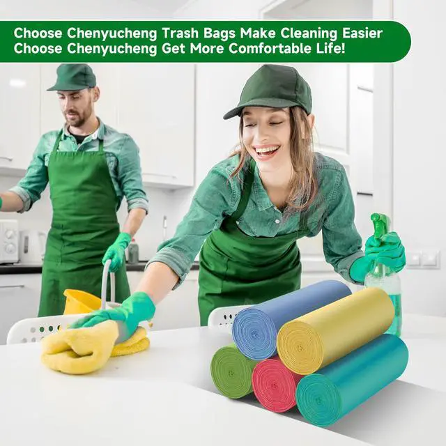 Alt view image 5 of 6 - 1.6 Gallon Small Trash Bags For Bathroom - Colorful Mini Garbage Bags Fit 1.3-1.5GalBiodegradable 100 Count 6 Liter Unscented Tiny Waste Basket Liners Kitchen Office Car Chenyucheng
