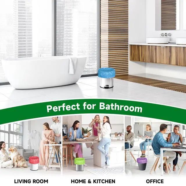 Alt view image 6 of 6 - 1.6 Gallon Small Trash Bags For Bathroom - Colorful Mini Garbage Bags Fit 1.3-1.5GalBiodegradable 100 Count 6 Liter Unscented Tiny Waste Basket Liners Kitchen Office Car Chenyucheng