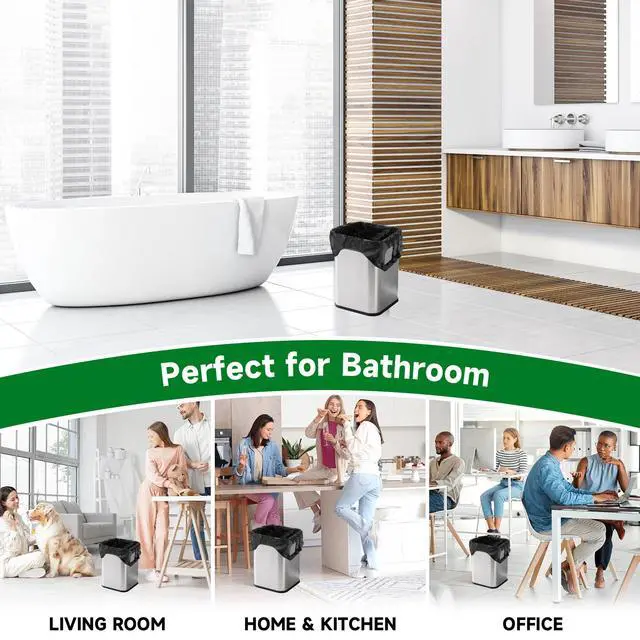 Alt view image 6 of 7 - Small Bathroom Trash Bags 2 Gallon - Black Mini Garbage Bags With Handle Biodegradable Compostable 100 Count Kitchen Office Car Little Waste Basket Unscented Tiny Liners Strong Thick Chenyucheng
