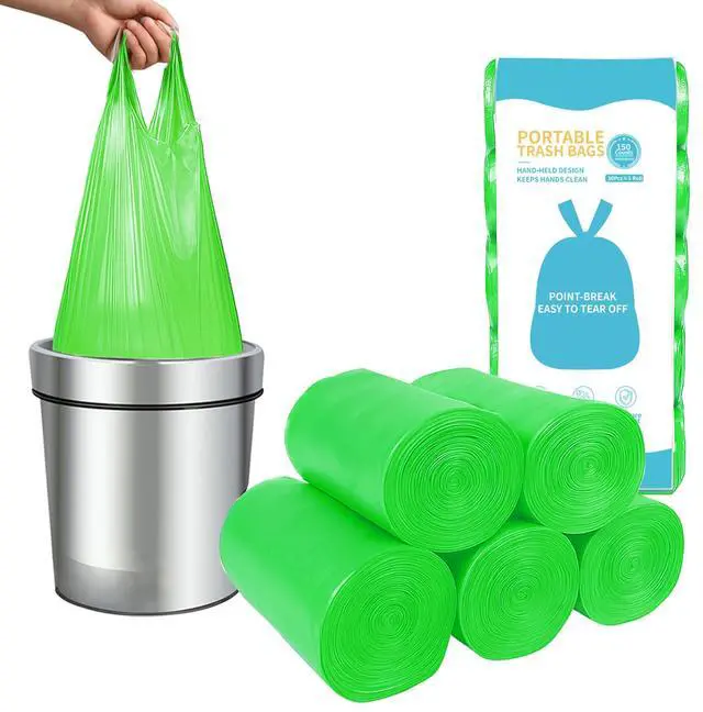Main image of 5Rolls 4Gallon Portable Trash Bags,Thicken Small Garbage Bags for Office,Bedroom,Kitchen Waste Bin(150Counts,Green)