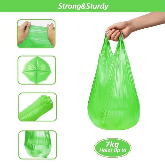 Alt view image 4 of 6 - 5Rolls 4Gallon Portable Trash Bags,Thicken Small Garbage Bags for Office,Bedroom,Kitchen Waste Bin(150Counts,Green)