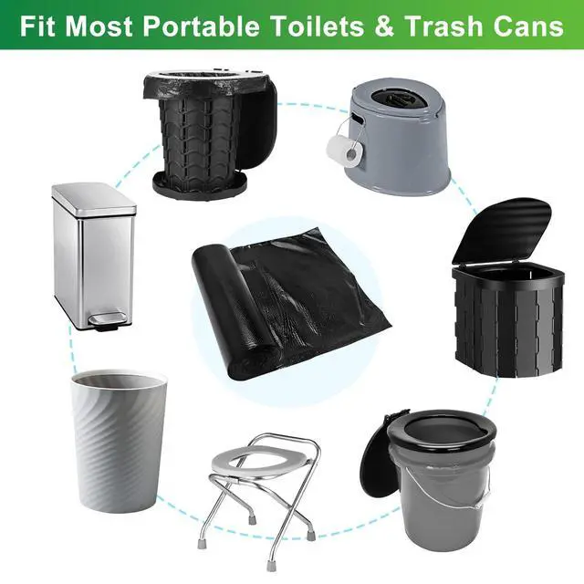 Alt view image 5 of 7 - Portable Toilet Bags - 25 PCS Camping Toilet Bags, 8 Gallon Biodegradable Travel Potty Liners, Thickened Camp Toilet Waste Bags for 5 Gallon Bucket, Compostable Trash Bag