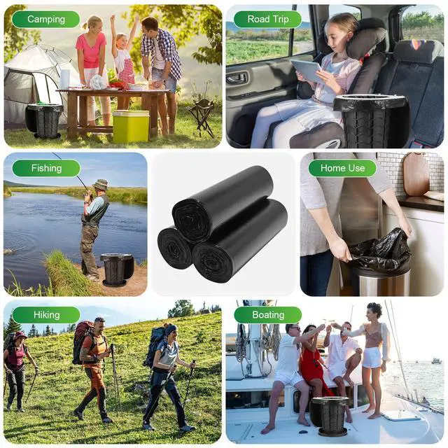 Alt view image 6 of 7 - Portable Toilet Bags - 25 PCS Camping Toilet Bags, 8 Gallon Biodegradable Travel Potty Liners, Thickened Camp Toilet Waste Bags for 5 Gallon Bucket, Compostable Trash Bag