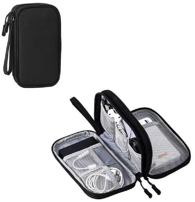Main image of Electronic Organizer Bag, Waterproof Portable Travel Cable Storage Bag, Multifunctional Cord Storage Case for USB Drive, Dard Drive, Power Bank, Charger, Mouse, USB Cable, Headphones - Black