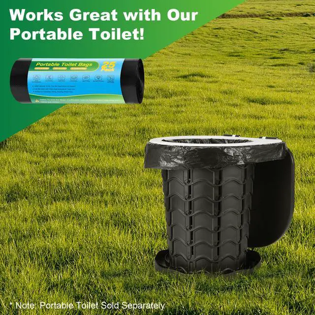 Alt view image 7 of 7 - Portable Toilet Bags - 25 PCS Camping Toilet Bags, 8 Gallon Biodegradable Travel Potty Liners, Thickened Camp Toilet Waste Bags for 5 Gallon Bucket, Compostable Trash Bag