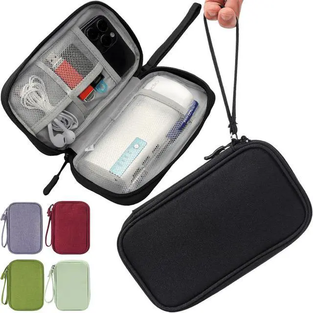 Main image of Electronic Organizer Case, Travel Cable Organizer Pouch Electronic Accessories Carry Case Water Resistant Organizer Pouch Bag for Cable, Cord, Charger, Phone, Power Bank, Earphone (Black)