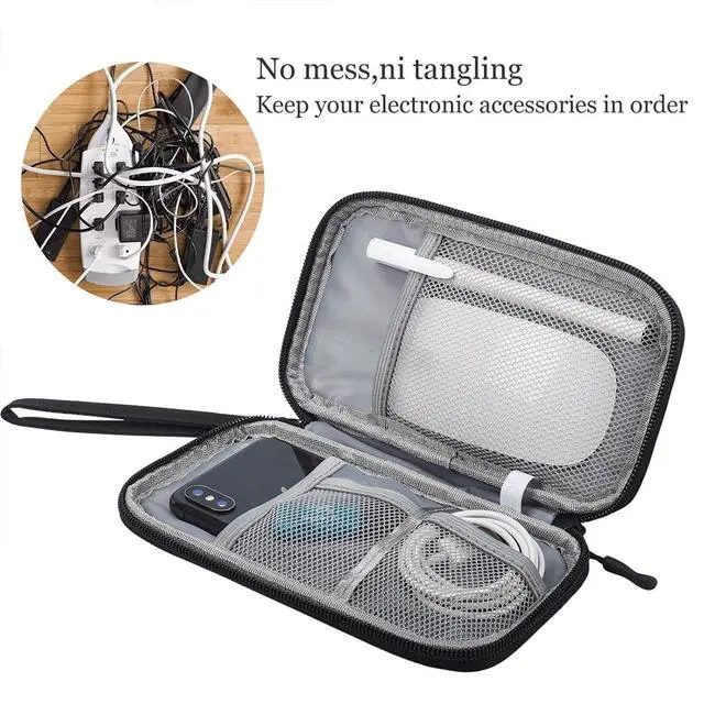 Alt view image 2 of 7 - Electronic Organizer Case, Travel Cable Organizer Pouch Electronic Accessories Carry Case Water Resistant Organizer Pouch Bag for Cable, Cord, Charger, Phone, Power Bank, Earphone (Black)