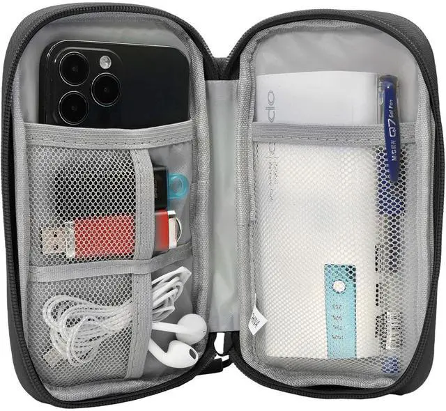 Alt view image 6 of 7 - Electronic Organizer Case, Travel Cable Organizer Pouch Electronic Accessories Carry Case Water Resistant Organizer Pouch Bag for Cable, Cord, Charger, Phone, Power Bank, Earphone (Black)