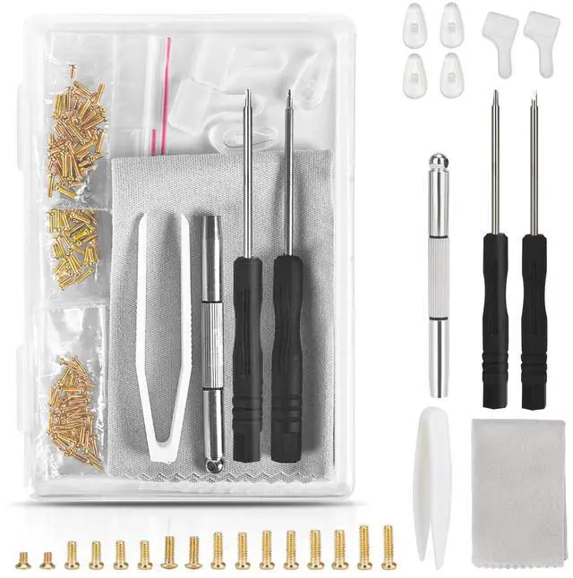 Main image of Gold Eyeglass Repair Tool Kit Eye Glass Repair Kit Eye Glasses Repairing Screwdriver Set with Eyeglass Screws, Nose Pads, Small Screwdriver, Tweezers for Glasses Sunglasses Watch Clock Repair