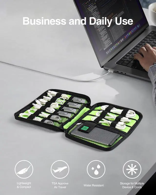 Alt view image 2 of 7 - Travel Cable Organizer Bag, Flat Cord Organizer Case, Travel Essentials for Wire/Cord/Charger/Cable Storage/Tech Accessories/Tech Gifts