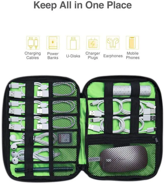 Alt view image 4 of 7 - Travel Cable Organizer Bag, Flat Cord Organizer Case, Travel Essentials for Wire/Cord/Charger/Cable Storage/Tech Accessories/Tech Gifts