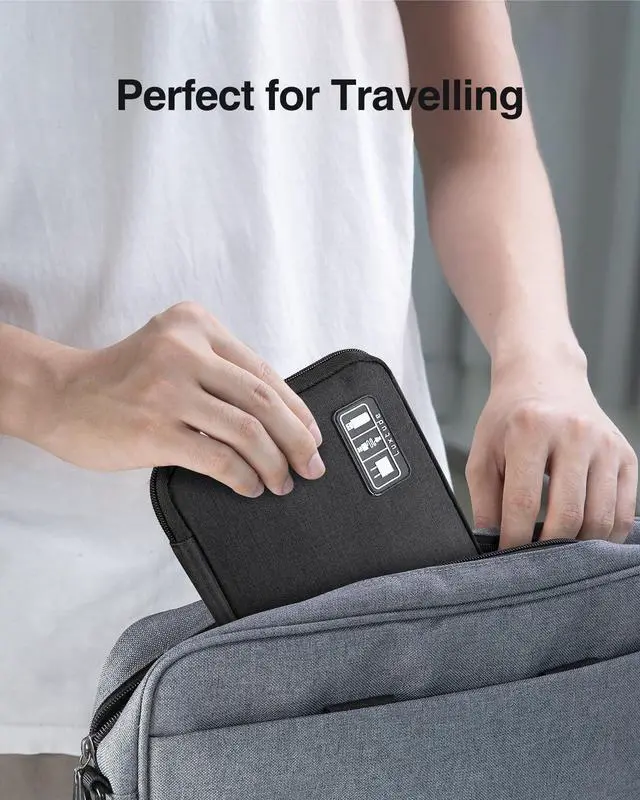 Alt view image 7 of 7 - Travel Cable Organizer Bag, Flat Cord Organizer Case, Travel Essentials for Wire/Cord/Charger/Cable Storage/Tech Accessories/Tech Gifts