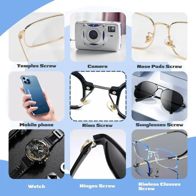 Alt view image 6 of 7 - Gold Eyeglass Repair Tool Kit Eye Glass Repair Kit Eye Glasses Repairing Screwdriver Set with Eyeglass Screws, Nose Pads, Small Screwdriver, Tweezers for Glasses Sunglasses Watch Clock Repair