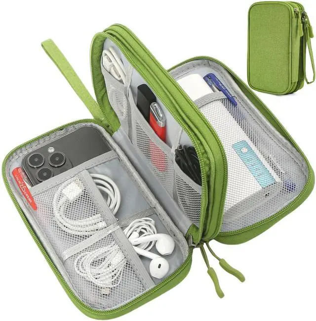 Main image of Electronic Organizer Travel Cable Accessories Bag, Tech Pouch Electronic Organizer Case, Travel Essentials for Cable, Cord, Charger, Phone, SD Card, Power Bank, Earphone (Grass Green,Medium)