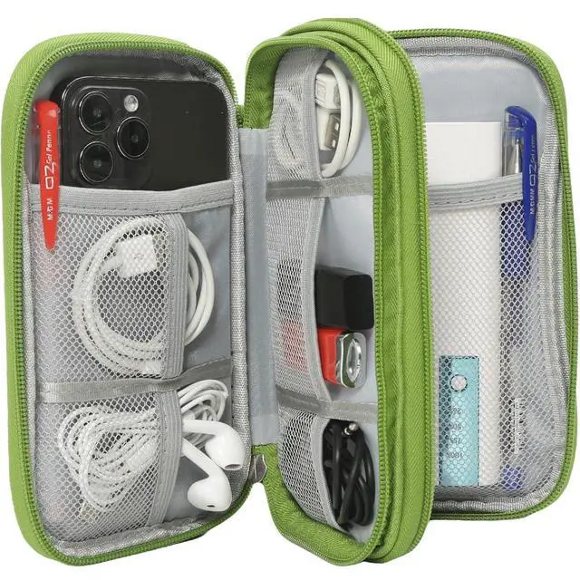 Alt view image 3 of 7 - Electronic Organizer Travel Cable Accessories Bag, Tech Pouch Electronic Organizer Case, Travel Essentials for Cable, Cord, Charger, Phone, SD Card, Power Bank, Earphone (Grass Green,Medium)