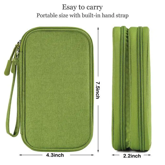 Alt view image 4 of 7 - Electronic Organizer Travel Cable Accessories Bag, Tech Pouch Electronic Organizer Case, Travel Essentials for Cable, Cord, Charger, Phone, SD Card, Power Bank, Earphone (Grass Green,Medium)