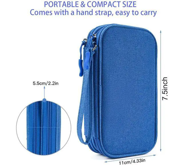 Alt view image 2 of 7 - Cord Organizer Travel Cable Organizer Bag Tech Electronic Organizer Travel Case, Electronic Accessories Pouch Bag for Cable, USB, Cord, Charger, Phone, Power Bank, Earphone (Blue, Medium)