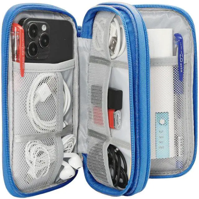 Alt view image 3 of 7 - Cord Organizer Travel Cable Organizer Bag Tech Electronic Organizer Travel Case, Electronic Accessories Pouch Bag for Cable, USB, Cord, Charger, Phone, Power Bank, Earphone (Blue, Medium)