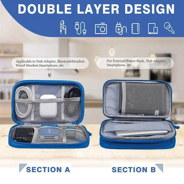 Alt view image 6 of 7 - Cord Organizer Travel Cable Organizer Bag Tech Electronic Organizer Travel Case, Electronic Accessories Pouch Bag for Cable, USB, Cord, Charger, Phone, Power Bank, Earphone (Blue, Medium)