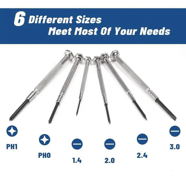 Alt view image 4 of 7 - 6PCS Mini Precision Screwdriver Set, XAQISHIRE Small Screwdriver Kit with 6 Different Size Flathead and Phillips Screwdrivers, Ideal For Watch, Jewelers, Eyeglass, Toys, Computer, Electronic Repairs