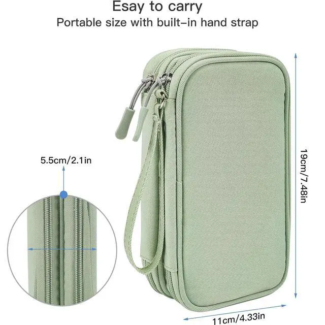 Alt view image 2 of 7 - Cord Organizer Travrel Bag, Electronic Organizer Travel Case, Water Resistant Cable Organizer Pouch for Cable, Cord, USB, Charger, Phone, Power Bank, Earphone (Mint Green, Medium)