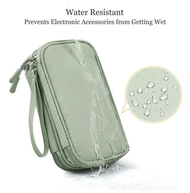 Alt view image 4 of 7 - Cord Organizer Travrel Bag, Electronic Organizer Travel Case, Water Resistant Cable Organizer Pouch for Cable, Cord, USB, Charger, Phone, Power Bank, Earphone (Mint Green, Medium)