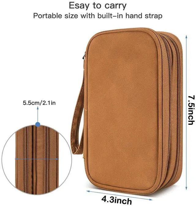 Alt view image 2 of 7 - Travel Cable Organizer Pouch Electronic Accessories Carry Case Water Resistant Accessories Organizer Pouch Bag for Cable, Cord, Charger, USB, Phone, Power Bank, Earphone (Brown, Medium)
