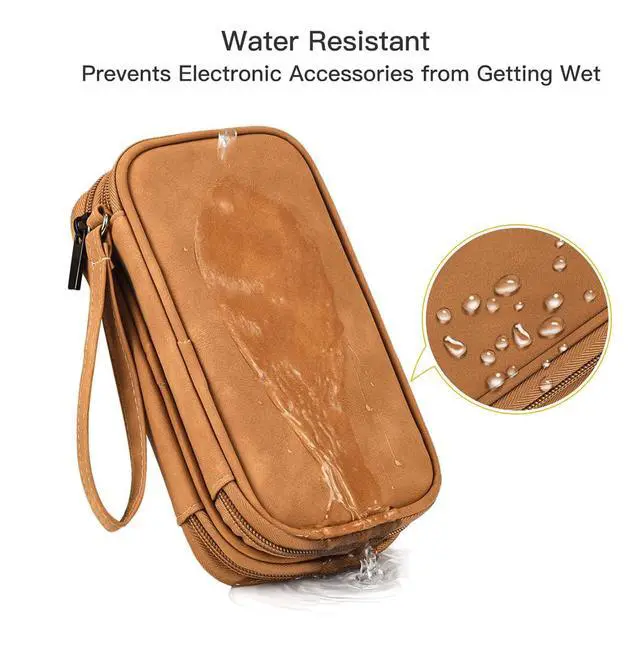 Alt view image 4 of 7 - Travel Cable Organizer Pouch Electronic Accessories Carry Case Water Resistant Accessories Organizer Pouch Bag for Cable, Cord, Charger, USB, Phone, Power Bank, Earphone (Brown, Medium)