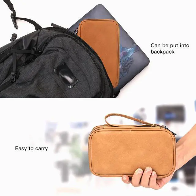 Alt view image 6 of 7 - Travel Cable Organizer Pouch Electronic Accessories Carry Case Water Resistant Accessories Organizer Pouch Bag for Cable, Cord, Charger, USB, Phone, Power Bank, Earphone (Brown, Medium)