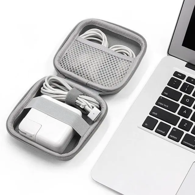 Alt view image 6 of 6 - Small Travel Carrying Storage Case, 4.4"x4.4" Charger Organizer, Pouch compatible with MacBook Power Adapter, Laptop Accessories Cables, Cords, USB Drives, Earphones